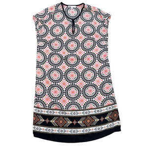 DR2 Daniel Rainn Swim Cover Up Caftan Women's X-Small Black/Pink Cap Sleeve